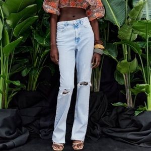 Zara flare ripped slim fit jeans